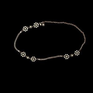 Chico's Silver Tone And Crystal Adjustable Chain Belt  40"